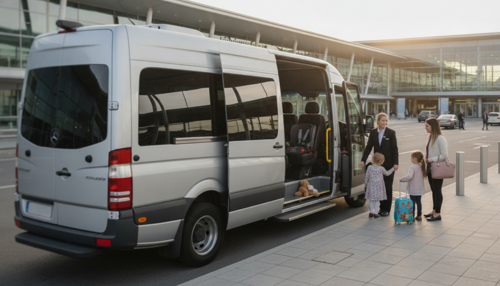 Travelling with Children: Making Edinburgh Airport Transfers Easy — executive minibus meeting a group at Edinburgh Airport
