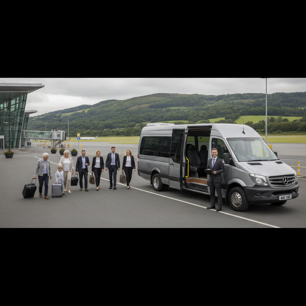 Group Types We Serve | Edinburgh — executive minibus meeting a group at Edinburgh Airport